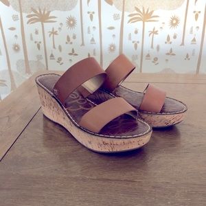 Sam Edelman brown camel cognac wedges